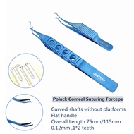 Ophthalmic Toothed Forceps Polack Corneal Suturing Forceps 1*2 Teeth Flat Handle Titanium Ophthalmic Surgical Tweezers