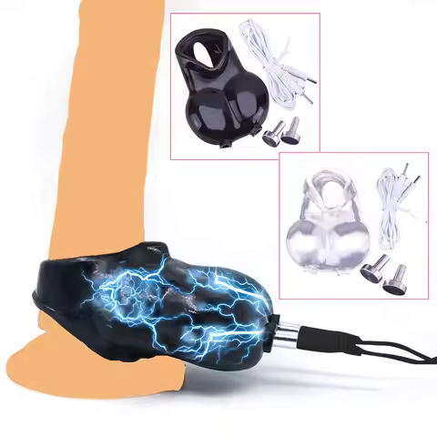 Electric Shock Testicle Stimulator Chastity Cage Male Electro Scrotum Pouch Bdsm Bondage Cock Scrotu