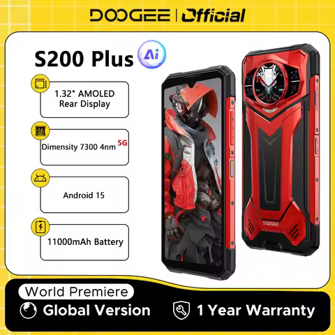 DOOGEE S200 Plus 5G Rugged Phone 1.32" Rear Display AI Image 6.72'' Screen 16GB 512GB 11000 mAh Batt