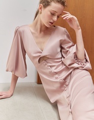 Threep Katherine Midi Dress in rose pink.