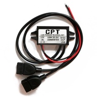 1pc 12V To 5V Dual USB Power Adapter Converter Connector Car Motor 3A Charger