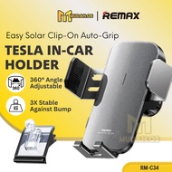 REMAX In Car Mount Auto Grip TESLA Dashboard Phone Holder Solar Pemegang Handphone For Air Vent Brac