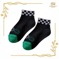 HIJAU •DFW• Black-Green Checkered & Striped Socks