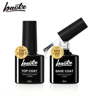 Baoke Gel Top Coat Base Coat for Gel Nail 2 Pcs 8 ml No Wipe Shiny Top Coat, Long Lasting High Gloss