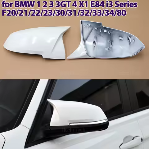 2x White mirror cover Black mirror cover Overlay for BMW 1 2 3 3GT 4 X1 E84 M2 i3 Series F20 F21 F22