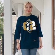 Women's Oversized Baseball Number T-Shirt 7/8 Sleeves Sporty Women's T-Shirt