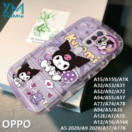 YiaMia เคสโทรศัพท์แฟชั่นน่ารัก Kuromi สำหรับ OPPO A5 2020 A9 2020 A54 A15 A15S A1K A32 A74 A16 A53 A31 A72 A92 A3S A57 A5S A55 A38 A58 A94 A52เคสโทรศัพท์ OPPO A12E A77 A78 A17เคสโทรศัพท์รูปการ์ตูนความแม่นยำ A17K ฝาหลัง TPU แบบนิ่มคลุมทั้งหมดรูกล้อง