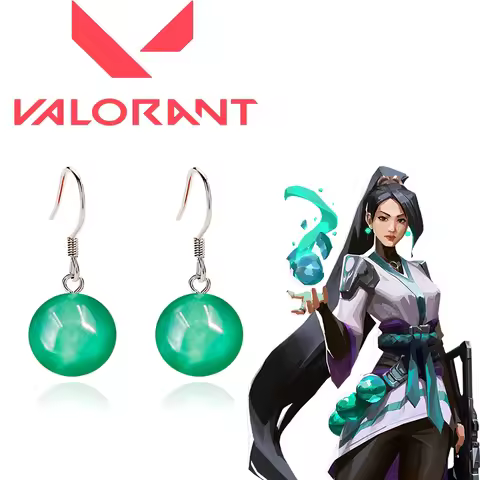Game Valorant Earrings Valorant Sage Green Ball Pendant Earring Ear Clips for Women Men Cosplay Acce