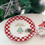 MERAH Merry Christmas Salad Plate Dessert Plate Christmas gift red Christmas plate