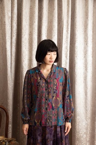 雪紡襯衫 古着【初戀販賣所】Vintage 花襯衫 A747