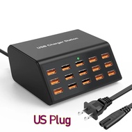 100W Universal Multifunctional USB Charger Station 15 Port 2.4A MAX Fast Charging Wall Charger For M