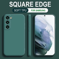 Macaron Candy Color square edge flexible Phone Case Samsung Galaxy Note 8 9 S22 S23 Plus Ultra S10 Plus Full Cover Shockproof Casing Soft TPU Cover