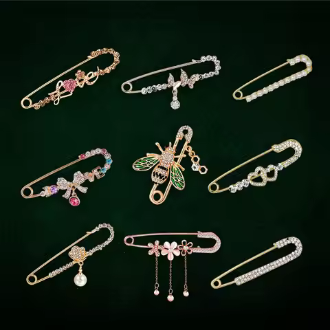 Cute Refined Crystal Rhinestone Branch Brooches Hijab Pins For Women Suit Scarf Flower Brooch Pin Je