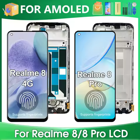 For AMOLED For OPPO Realme 8 4G RMX3085 Realme 8 Pro RMX3081 LCD Display Touch Screen Digitizer Asse