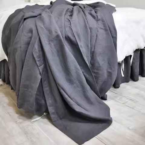 Pure 100% Linen Flat Sheet Moisture Absorbent All Season Linen Bed Sheet Various Sizes Solid Color 1