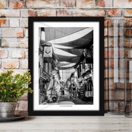 Monochrome Black and White city - Haji Lane Poster