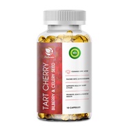 Organic Tart Cherry Extract Capsules with Bilberry Fruit Celery Seed for Gout Joint and Muscle Health Improve Sleep Quality Uric Acid Cleanse Antioxidants Support