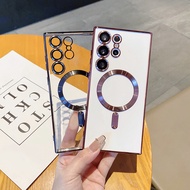 Samsung S23 Ultra Casing S23 FE S23 Plus Magnetic Transparent Case Soft Silicone Support Wireless Ch