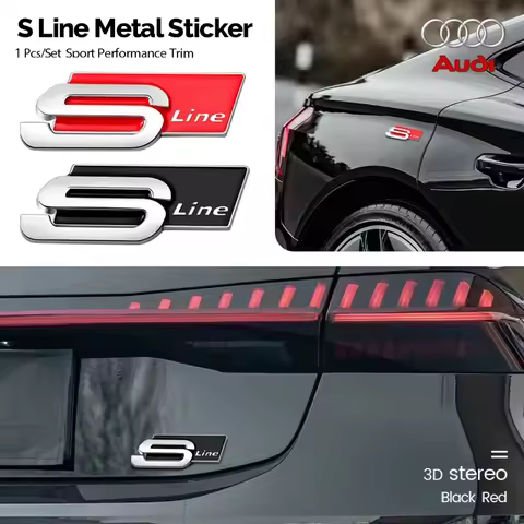 3D Metal Car Sticker Side Body Trunk Bumper Window Decoration Badge Decal For Audi Sline S line A4 B