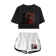 Retro 90s Logo Harajuku Two-Piece Suit - Cute 90s Fashion Shorts and Tee