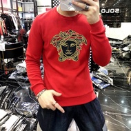 B9FZ3 2VERSACE443 New Men's Sweatshirt Embroidered Snake Queen Portrait Fashion Slim-fit Casual Euro
