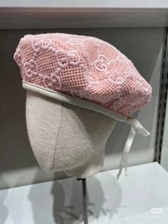 Gucci粉色編織貝蕾帽