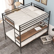 Twin Size Space-Saving Metal Loft Bunk Bed Full Over Twin/ Full Metal Bunk Bed With Shelves QKt6