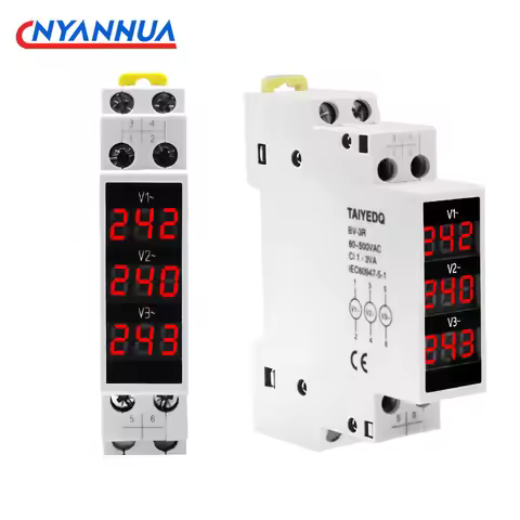 1PC Three-Display Voltmeter Din Rail Three Phase Modular Voltage Meter AC80-500V 1VA V1V2V3 BV-3R