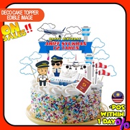 [CUSTOM NAME]Happy Birthday Cake Topper Pilot aeroplane Kapal Terbang Decoration Set Party Accessori