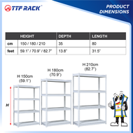 TTF Rack™️ EASY METAL RACK H150-210cm/ Rak Besi Serbaguna Boltless Rack Storage Rack Organizer Rak D