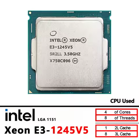 Intel Xeon E3-1245 v5 E3 1245V5 E3 1245 v5 3.5 GHz Used Quad-Core Eight-Thread CPU Processor 80W LGA