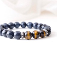 黃虎眼石 藍虎眼石 8MM 純銀天然石手鍊 I 正財 偏財 勇氣 辟邪 I