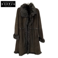 Hiroko Koshino 棕色羊皮皮草大衣，38碼