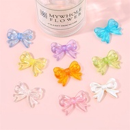 4Pcs/Bag 29x22mm  Acrylic Bowknot Bows Beads Colour Sweet Charm Beads Decor For Bracelet Hair Accessories DIY Gift Make