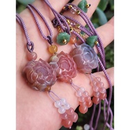 F0818F6A-C Crimson Agate Lotus Necklace