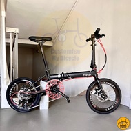 Fnhon Zephyr 18” • 8 Speeds Shimano • Litepro Folding Foldable Foldie Bicycle Bike • Matte Black 349 16” Polished Silver