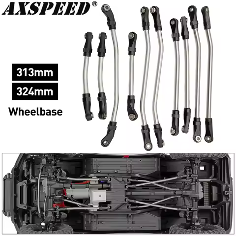 AXSPEED Stainless Steel Chassis Links Suspension Linkage with Rod Ends 313/324mm Wheelbase for 1/10 
