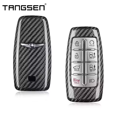 Carbon Fiber Car Key Case Cover Compatible For Genesis G70 G80 G90 GV70 GV80 GV90 Smart Remote Shell