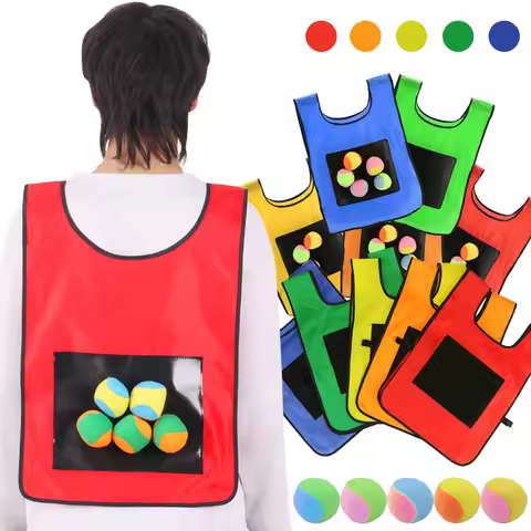 5 Colors Available 39x53cm Outdoor Sticky Ball Vest with 5pcs 6cm Soft Ball Creative Outdoor Interac
