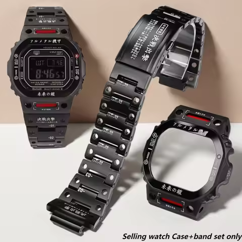 DW5600 Mod kit metal case+strap For Casio G-SHOCK GW-B5600 GB-5600 GWX-5600 DW-5600 Men mecha Stainl