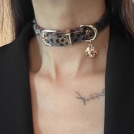 Y2K Animal Print Choker, Edgy Sweet Necklace for Street Style, Adjustable Statement Piece for Baddie