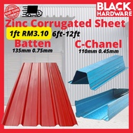 Black Hardware Red Zinc Corrugated Sheet Thickness 0.23mm Blue C Channel C-Section Batten Besi Bumbung Biru Metal Roofin