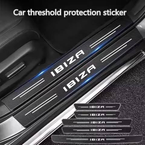 60X7CM Carbon Fiber Car Door Threshold Protective Sticker For Seat Ibiza 6L 6J 6P 6F 6KJ1 2002-2015 