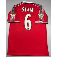 [สินค้าขายดี] เสื้อบอล ย้อนยุค แมนยู 1998 เหย้า คอซิป Retro Manchester United Home พร้อมเบอร์ชื่อ 6 STAM อาร์มพรีเมียร์ลีค เรโทร คลาสส