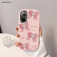 Softcase For Realme C67 C65 C55 C53 C51 C35 C21Y C25Y Creative Pink Bow Back Cover Case Soft Origina