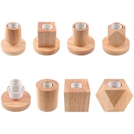 Ready Stock Solid Wood Base Household Wooden Simple Night Light With Switch Creative Ikea Table Bulb