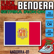 Flock iron-on Badge Patch with Flag Embroidery - ANDORRA [01]