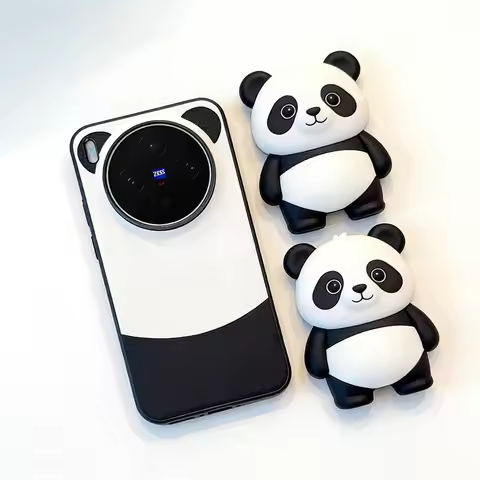Cute Panda Plain Leather Raised Ring to Protect Case For VIVO X300 Ultra X300s X300 Pro x300 X200 Ul