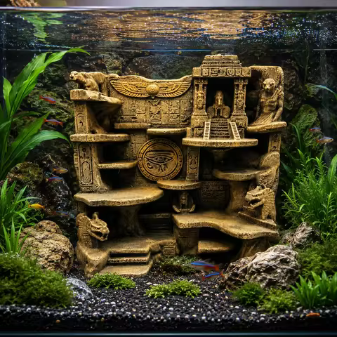 Ancient Egyptian Temple Ruins Pharaoh's Sanctuary Model Lizard Gecko Hideout Aquarium Terrarium Back