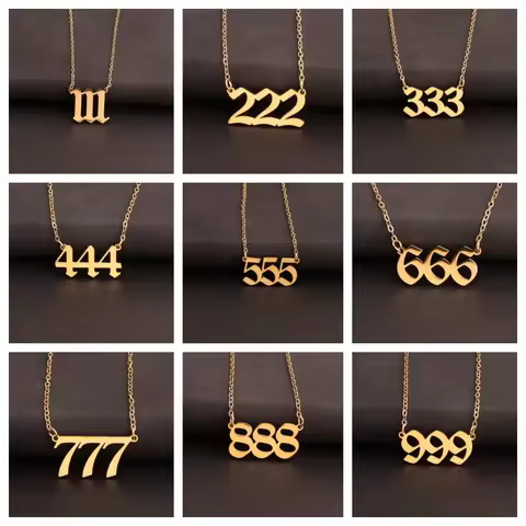 Stainless Steel Angel Number Lucky Numbers Necklaces 111 222 333 444 555 888 999 777 666 Pendant Nec